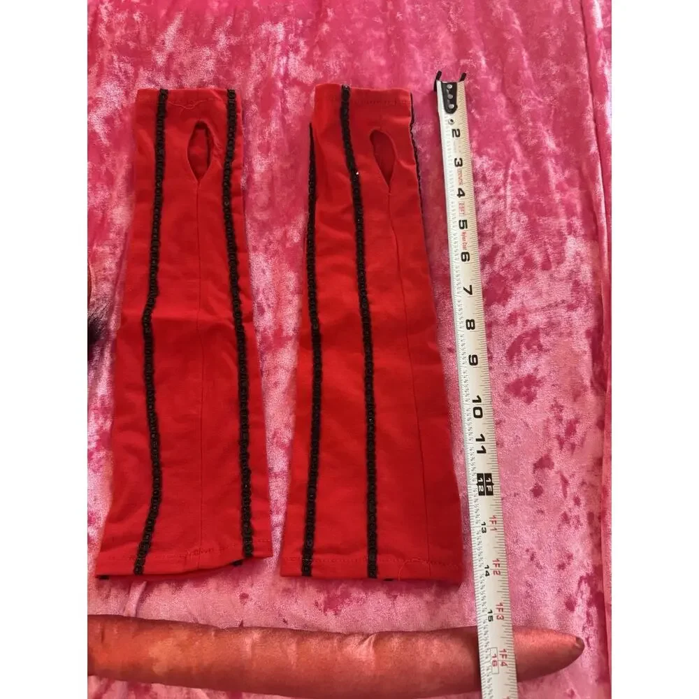 Red Black Devil Costume Set Halloween Cosplay Tail Horns Sleeves Character Kit